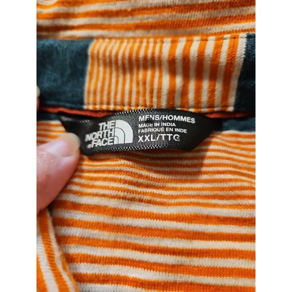 The North Face Polo  Blue Orange Striped Cotton‎ Mens Golf Shirt Size XXL (A1199